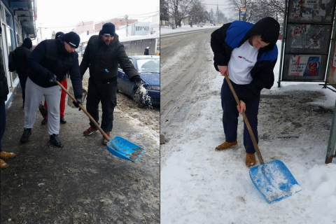  ОМЛАДИНЦИ ЧИСТИЛИ АУТОБУСКА СТАЈАЛИШТА ОД СНЕГА